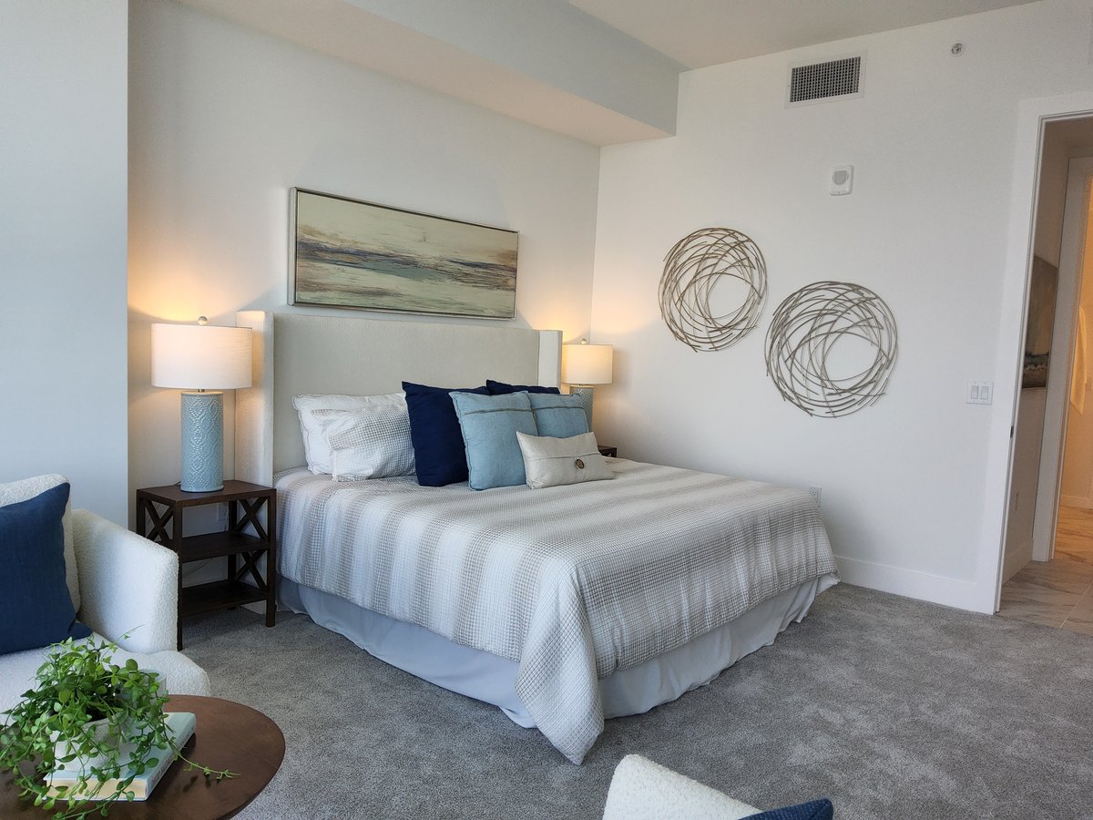 St. Pete Luxury Condo bedroom staging